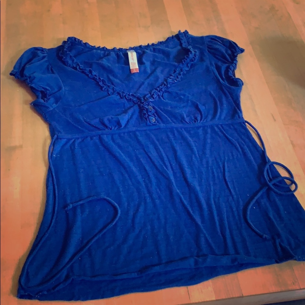 Blue Ruffle Top